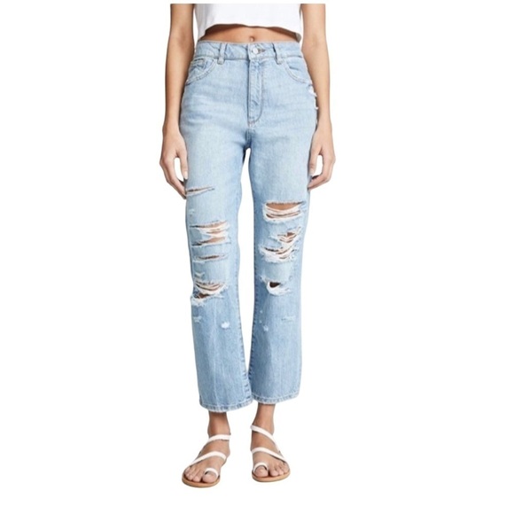 DL1961 - Jerry Vintage High Rise Ripped Distressed Straight Jean Echo Park Sz 26 - Picture 1 of 7